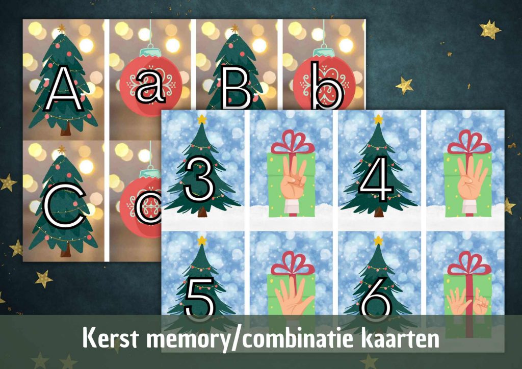 Kerst cijfer en letter combinatie/memory kaarten - Voor de Leerkracht